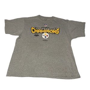 2008 Steelers Conference Champions Grey T-shirt, Size L
